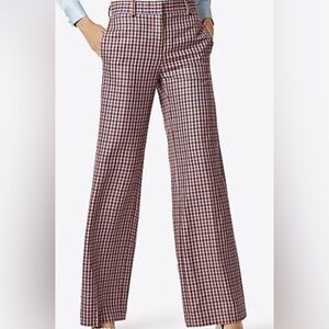 TORY BURCH AINSLEY Trouser Wide-Leg Plaid Houndstooth Acrylic Wool Blend Pants 6